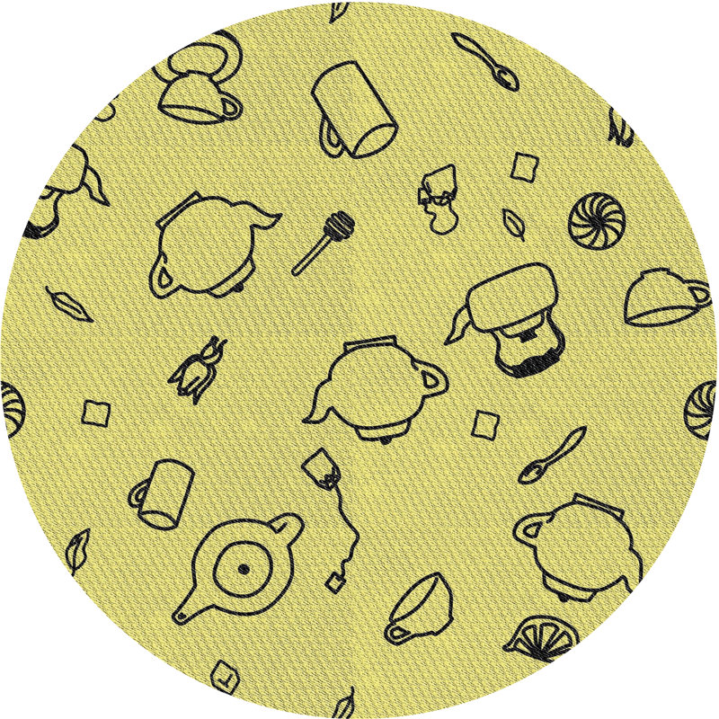 Tapis de zone jaune à motif, Rond 4 pi