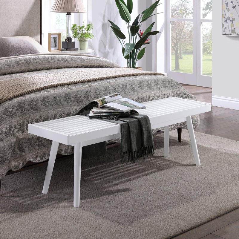 Slatted Bench, Entryway Bench, Bedroom Bench, 17.5" H x 16.5" W x 56.3" D