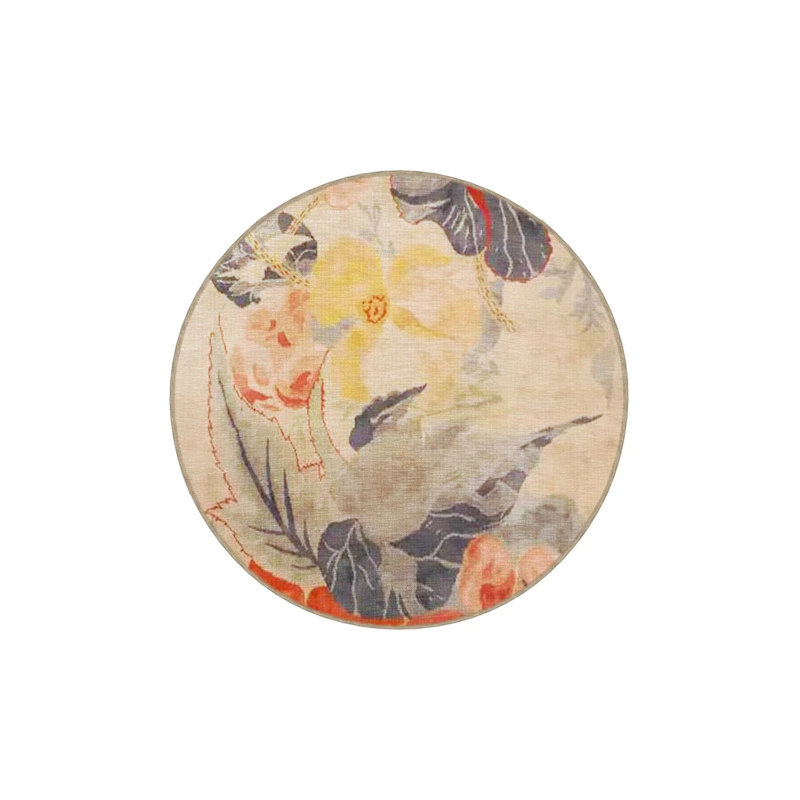 Beige Themed Abstract Design Floral Patterned Modern Decorative Carpet 3496, Rectangle 3'4" x 6'7"