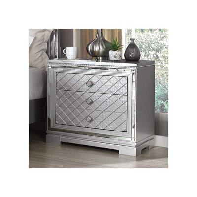 Finition argentée 1Pc Table de chevet Table de chevet cachée Tiroir à bijoux Chrome Bouton carré Chargeur USB Mobilier de chambre à coucher