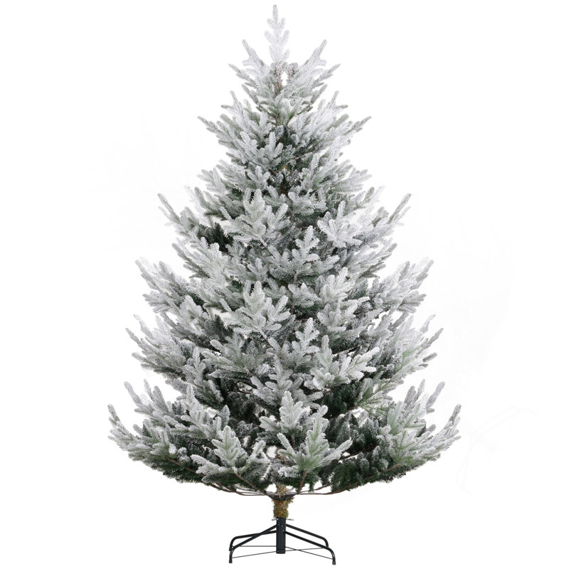 Arbre de Noël artificiel 7,5 pi, arbre de Noël à charnière en pin avec 1218 branches réalistes, base en acier, ouverture automatique, vert