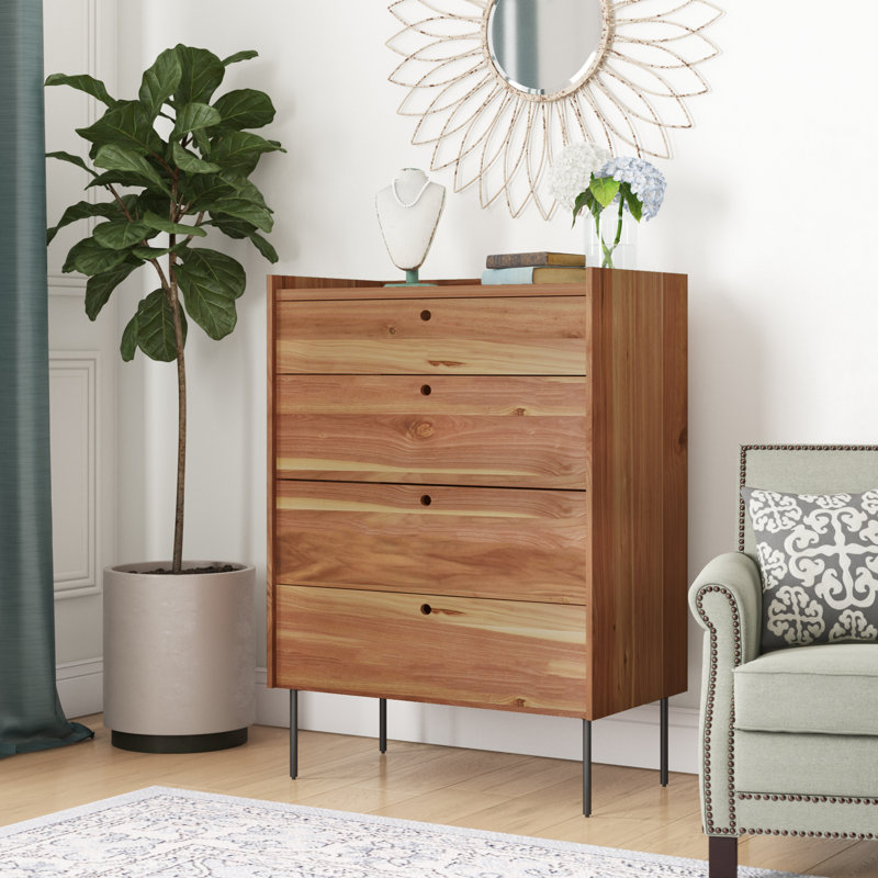 Peek 34'' W 4 - Drawer Dresser, Rustic Walnut