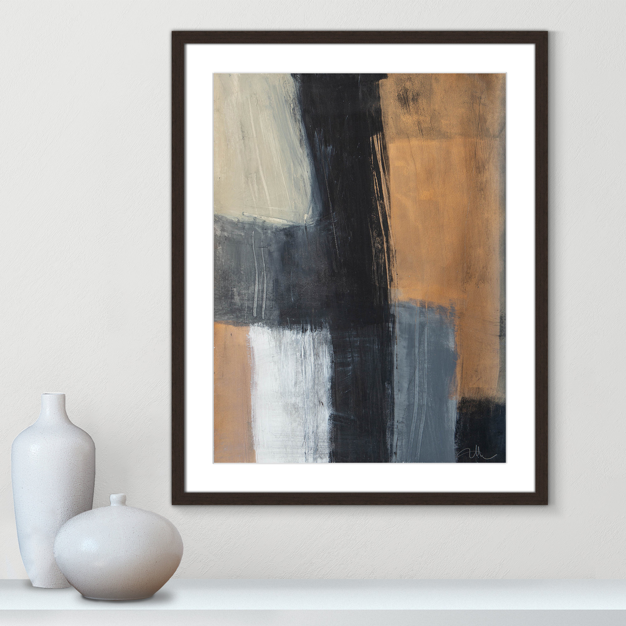 Metallic Slate II by Casa Fine Arts, Walnut Matted Picture Framed, 29.5" H x 23.5" W x 1.25" D