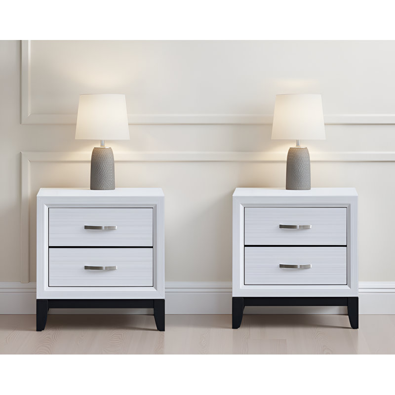 Ensemble de 2 tables de chevet blanches Gatton, Blanc