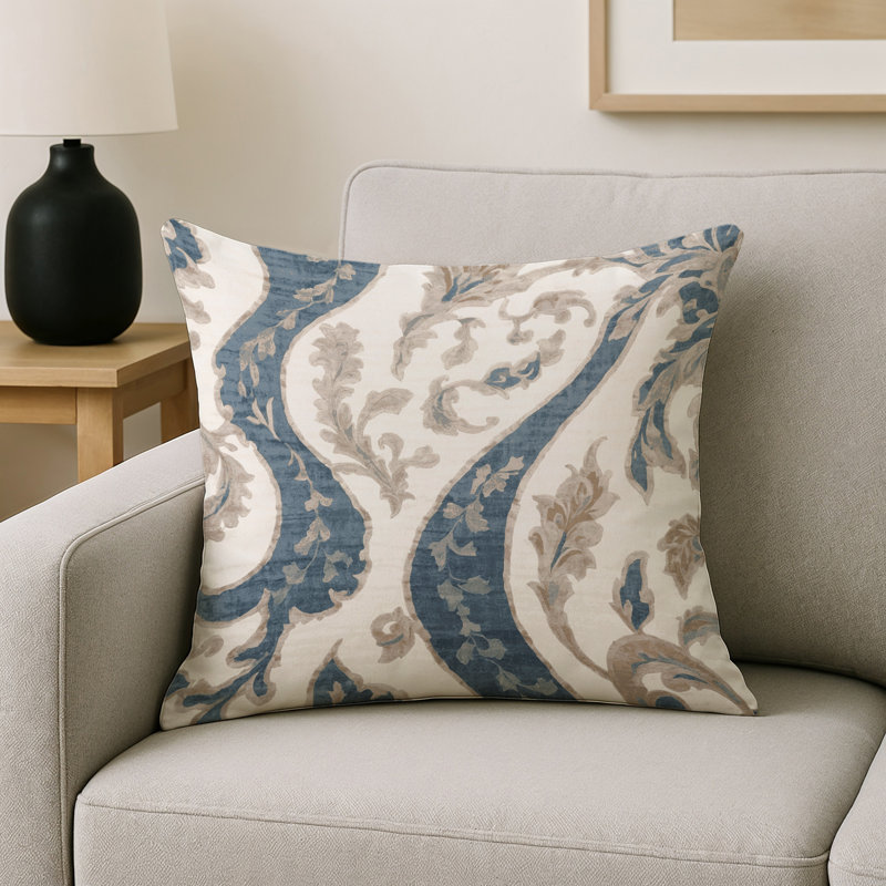 Coussin décoratif intérieur / extérieur gris Modern Modern, Carré 20 po, Beige abstrait 24