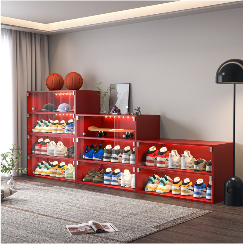 Armoire de rangement pour chaussures en verre