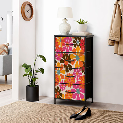 4 Drawer Dresser for Bedroom, Narrow Chest of Drawers, Wooden Top and Study Iron Frame 18"x37.5"-(WxH)