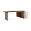 Bureau à 3 tiroirs brun + beige-blanc en L massif + bois manufacturé + verre-2118133782-2118133780
