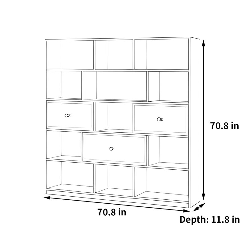 Patnaude, (5 Shelves) 70.8"H x 70.8"W x 11.8"D