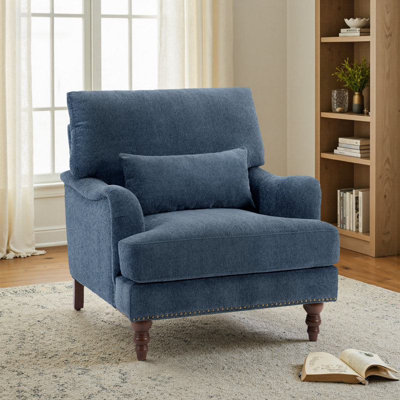 Upholstered Armchair, Navy