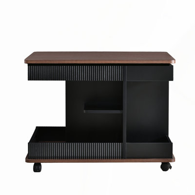 Adjustable End Table with Wheels, Modern Multifunctional Sofa Side Table with Lift-Top, 360?Rotating Top and Storage Space for Living Room, Small Space