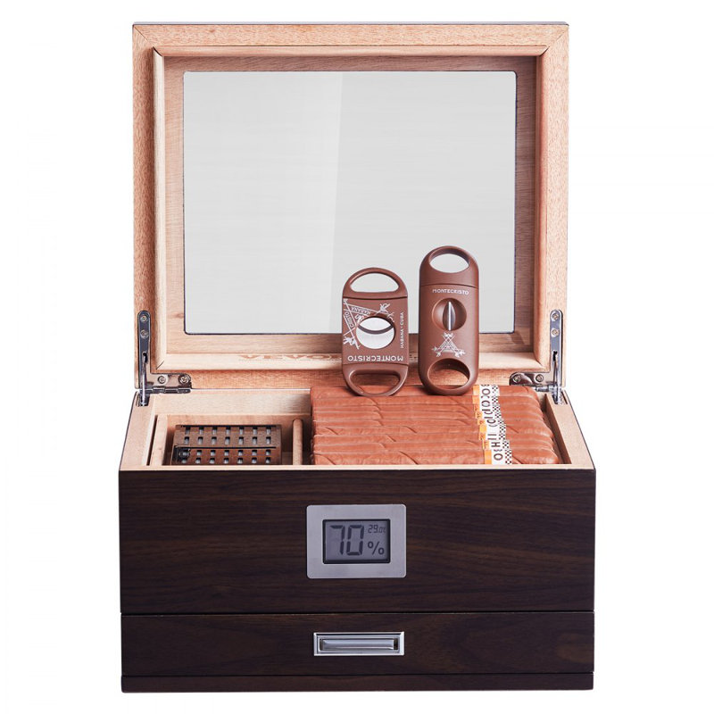 Humidificateur, hygromètre et tiroir 50 cigares