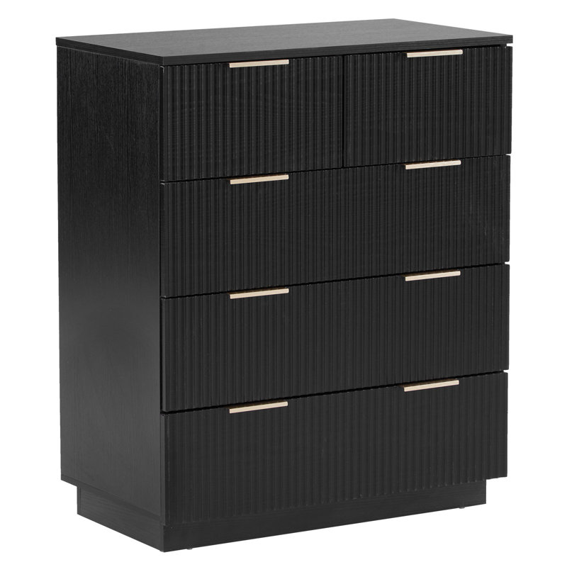 Commode 5 tiroirs pour chambre à coucher, Noir