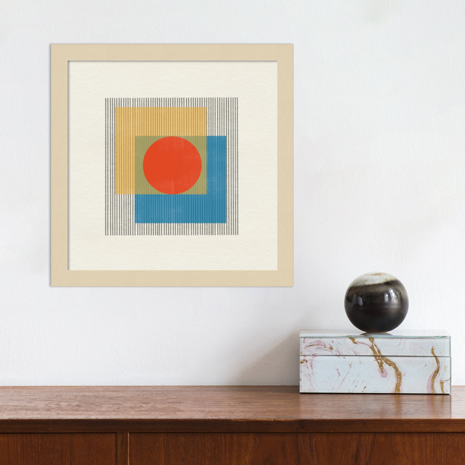 Midcentury Modern Object No 3 by Miuus, 13" H x 13" W x 1" D, Brown