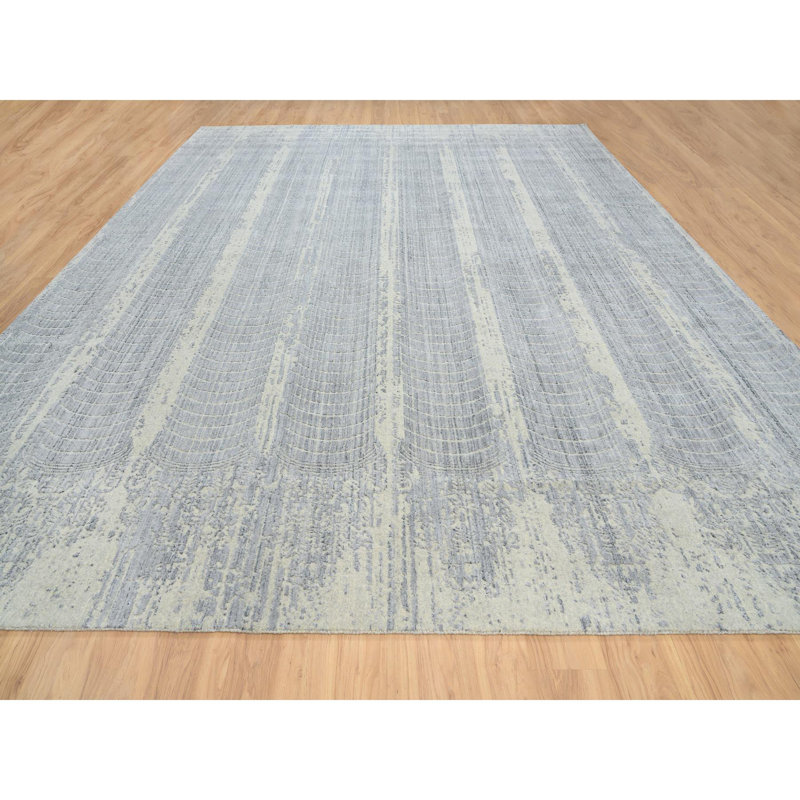 Kobylak One-of-a-Kind Rectangle 12'0" X 15'2" New Age Area Rug in Grey