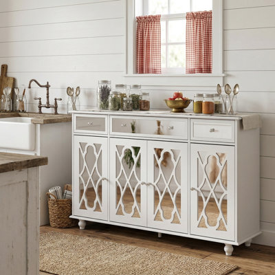 Amiee 55.1'' Wide 3 Drawer Mirrored Door Sideboard