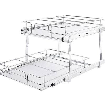 2 tiroirs coulissants, 51 cm x 53 cm x 38 cm, rangement pour la maison, coulisse fluide grâce à un système de qualité industrielle, étagères de garde-manger amovibles en acier, installation facile dans les armoires et coulissement silencieux.