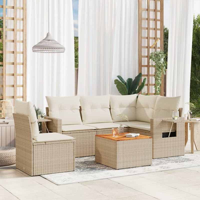 Ensemble de canapé de patio avec coussins 6 pièces Vidaxl