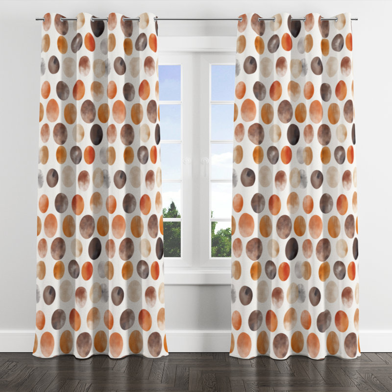 Rideaux à motif géométrique - œillets Boho - 1 panneau, L 52 po x L 63 po, Œillets argentés
