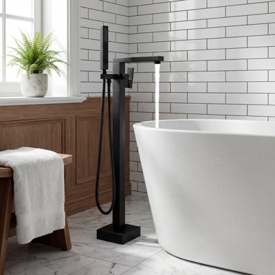 Robinet de baignoire autoportant à double fonction en acier inoxydable 304 avec douche à main