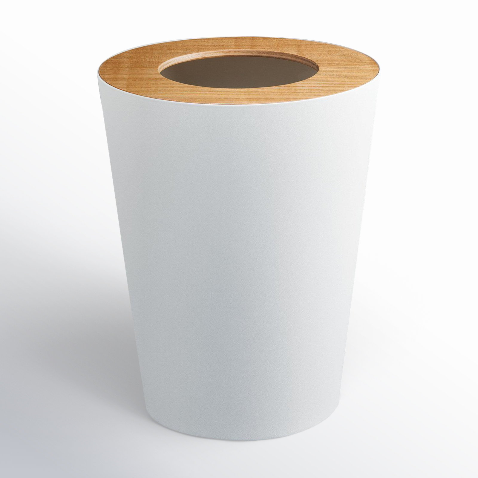 Yamazaki Home Rin 1.85gal Round Trash Can, White