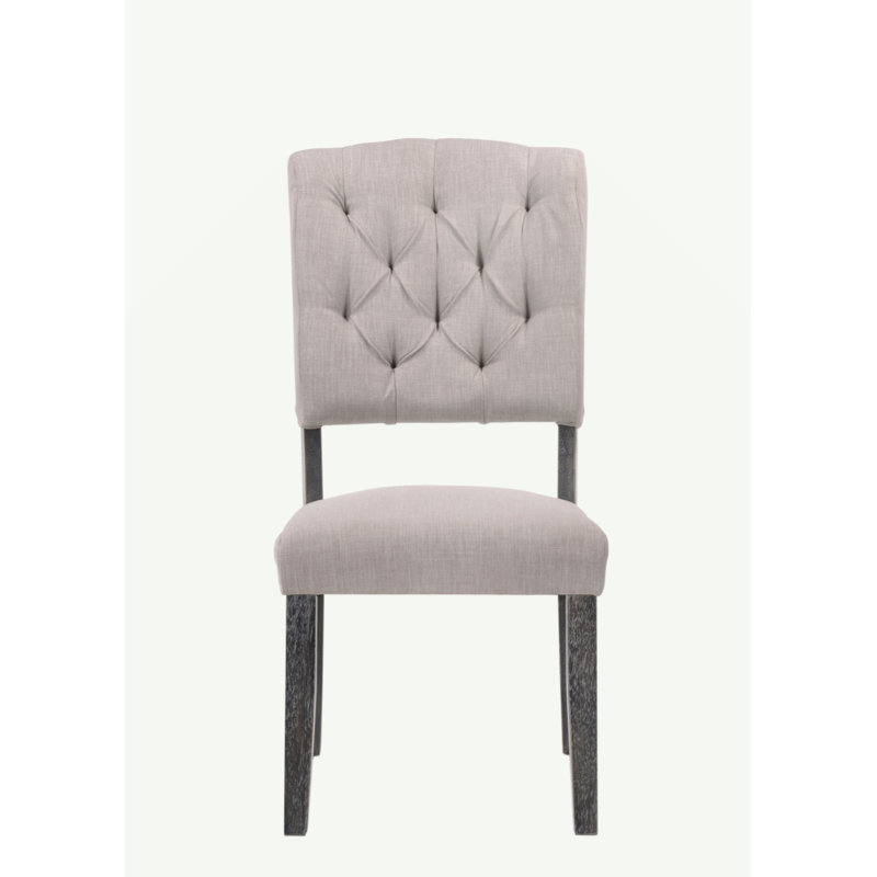 Ensemble de 2 chaises d'appoint en lin beige et chêne vieilli Bernard, Gris