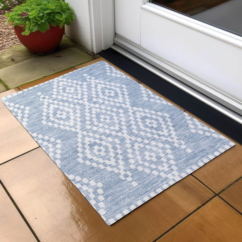 Malek Indoor/Outdoor Area Rug with Non-Slip Backing, Rectangle 1'8" x 2'6"