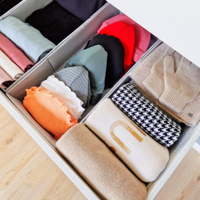 Wardrobe Drawer Organizer Set of 4 - Original Perfect Fit File Folding Box with Sturdy Base