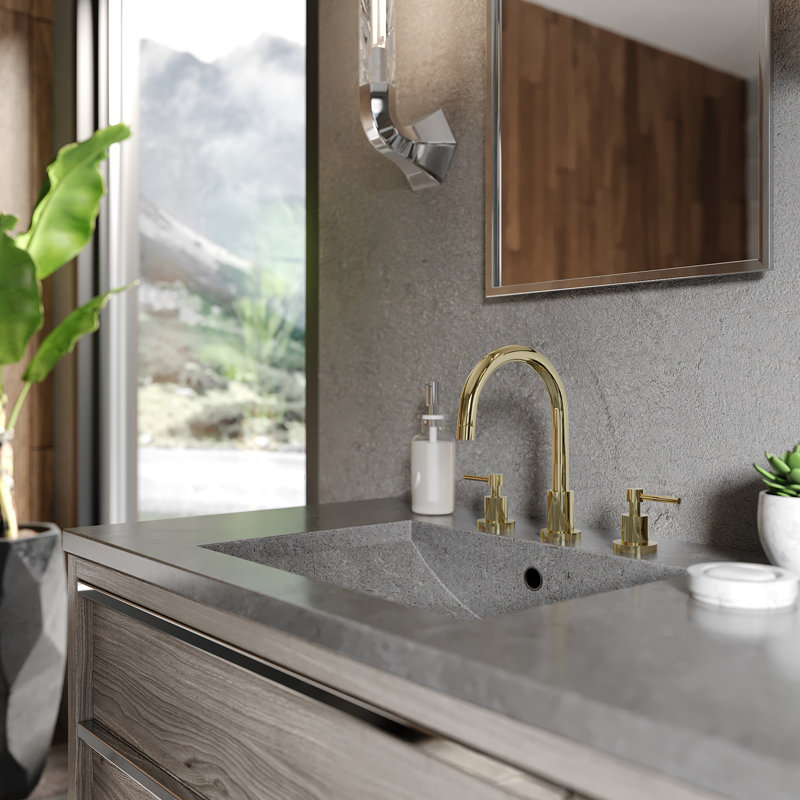 Studio Widespread Bathroom Faucet with Drain Assembly, Polished Gold