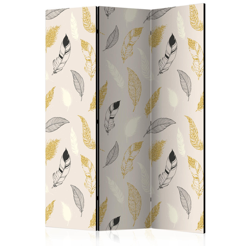Room Divider - Golden Feathers [Room Dividers], 3, 172cm H x 135cm W x 3cm D