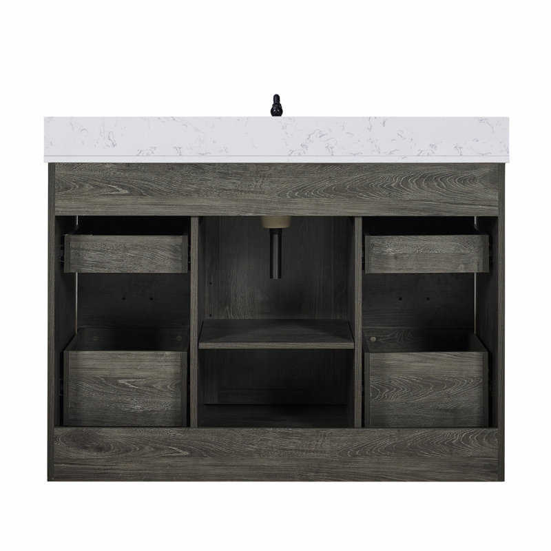 Ensemble de meuble-lavabo simple de 48 po Jillian, Gris anthracite / noir mat