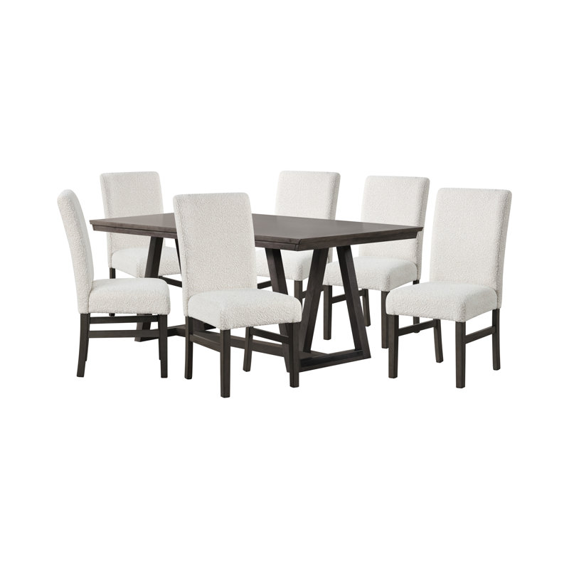 Pendergrass Dining Table And Chairs, White, 7 Pieces: Table, 6 Chairs