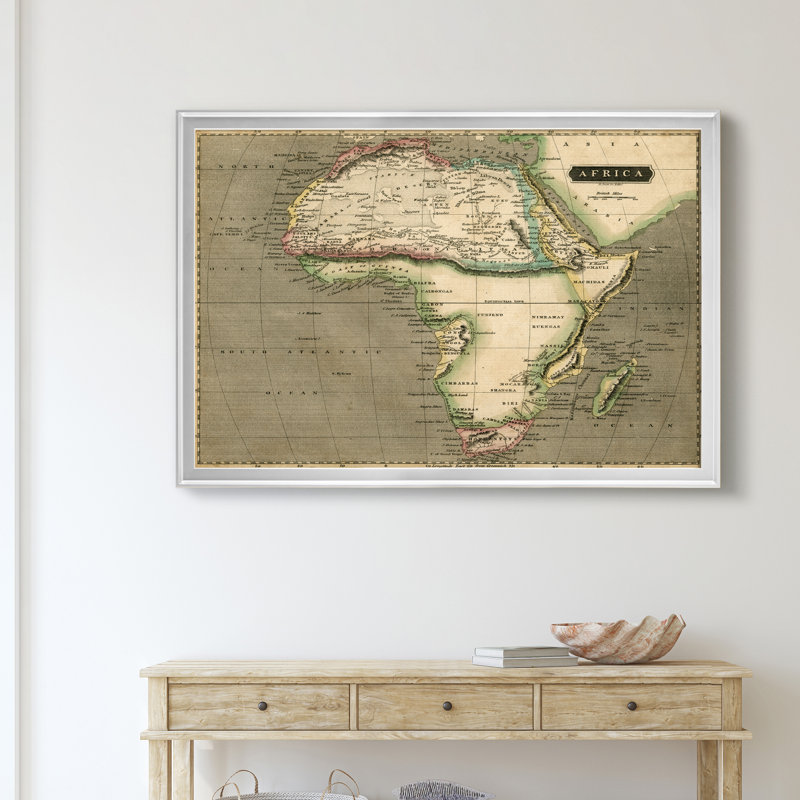 Carte de l’Afrique de Thomson-impression d’art graphique sur toile encadrée, H 30,5 po x l 42,5 po x P 1,5 po