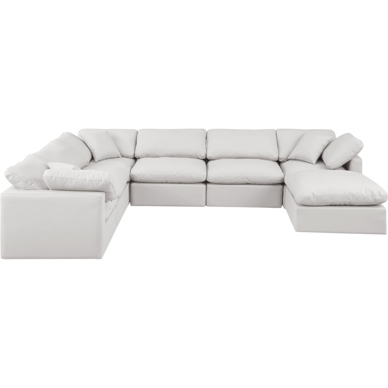 Itala Upholstered U-Shaped Sectional Reversible, Cream Vegan Leather