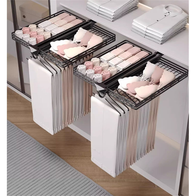 Porte-pantalons rétractable en aluminium, H 4,13 po x l 12,2 po x P 22 po