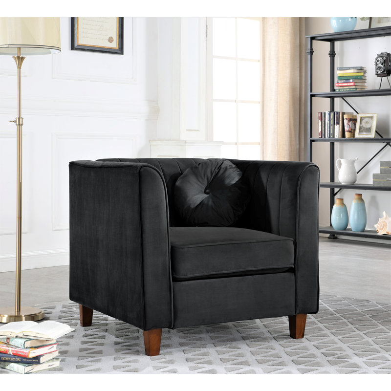 Berton Velvet Armchair, Black 
