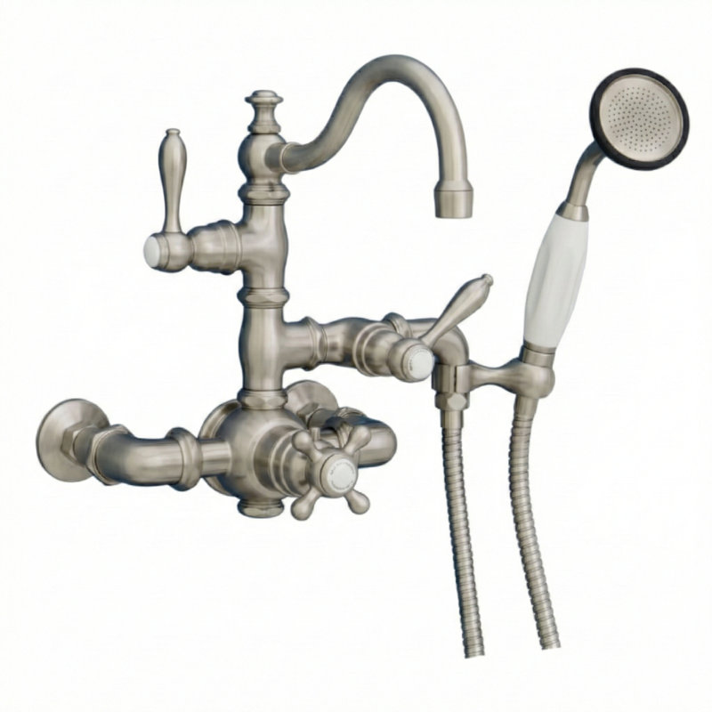 Thermostatic Wall Mount Tub Faucet with Handheld by Strom Living, Matte Nickel