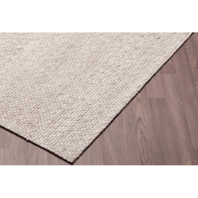 Tapis décoratif de Ivoire en laine nouée à la main Osias, Rectangle 5 pi x 8 pi