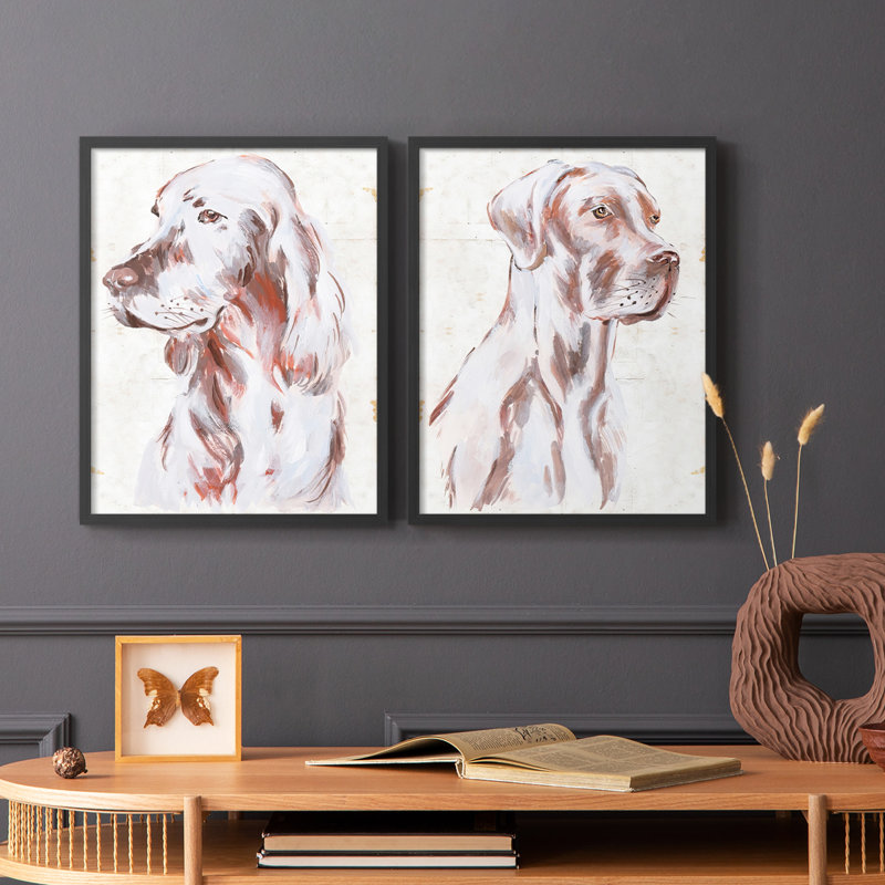 «Sitting Dog III», reproduction encadrée de qualité supérieure - prête à être accrochée - aucun clou requis - aucun clou requis
