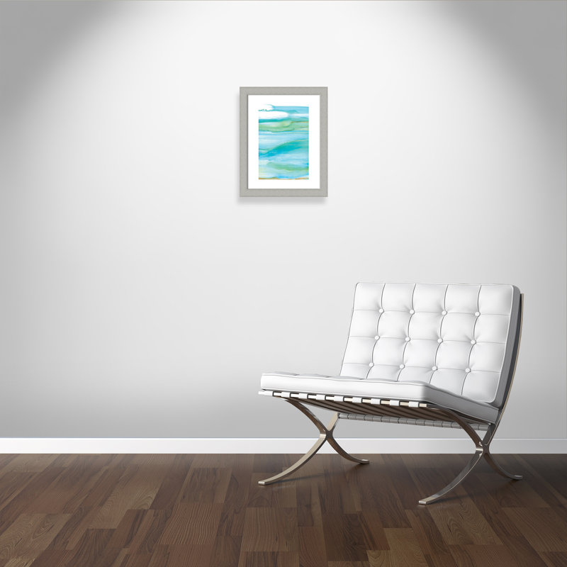 Coastal Abstract I - peinture encadrée, H 20,5 po x l 16,5 po x P 1,25 po, Encadrement argent brossé