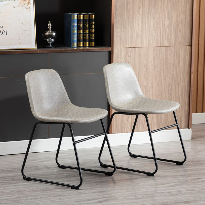 Davey Faux Leather Upholstered Side Chair, Gray