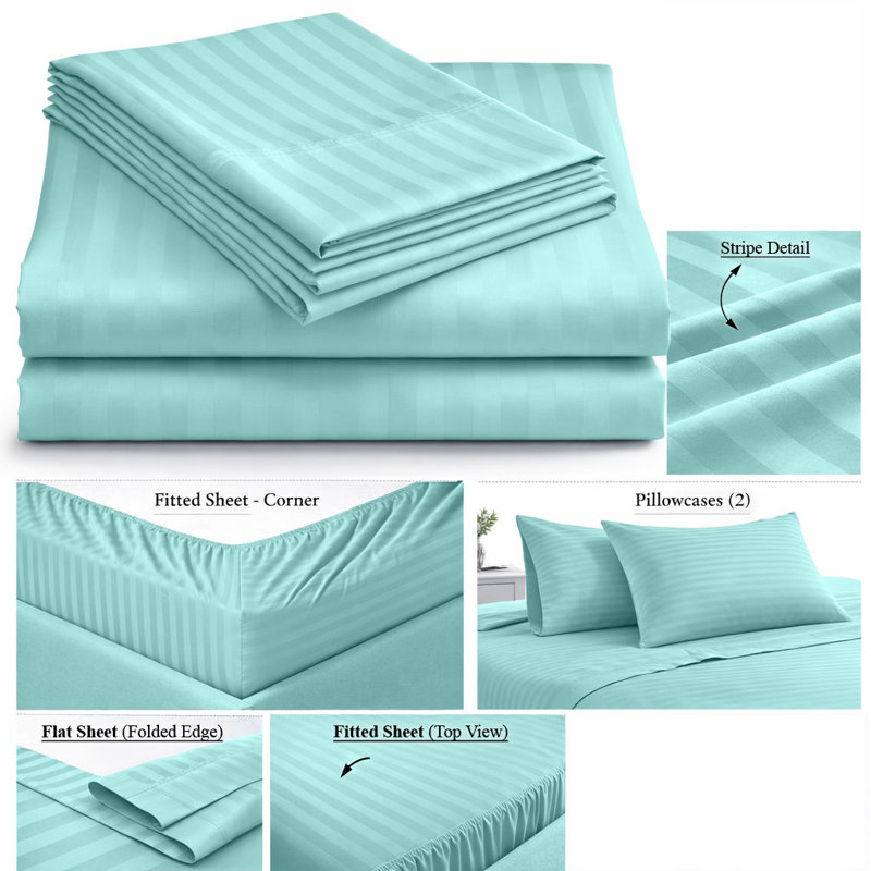 Oxford Collection 600 Thread Count Deep Pocket Egyptian Quality Cotton Solid Sheet Set, King Sheet Set with 2 Pillowcases
