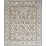 Aryana Hand-Knotted High-Quality Ivory/Teal/Brown Area Rug