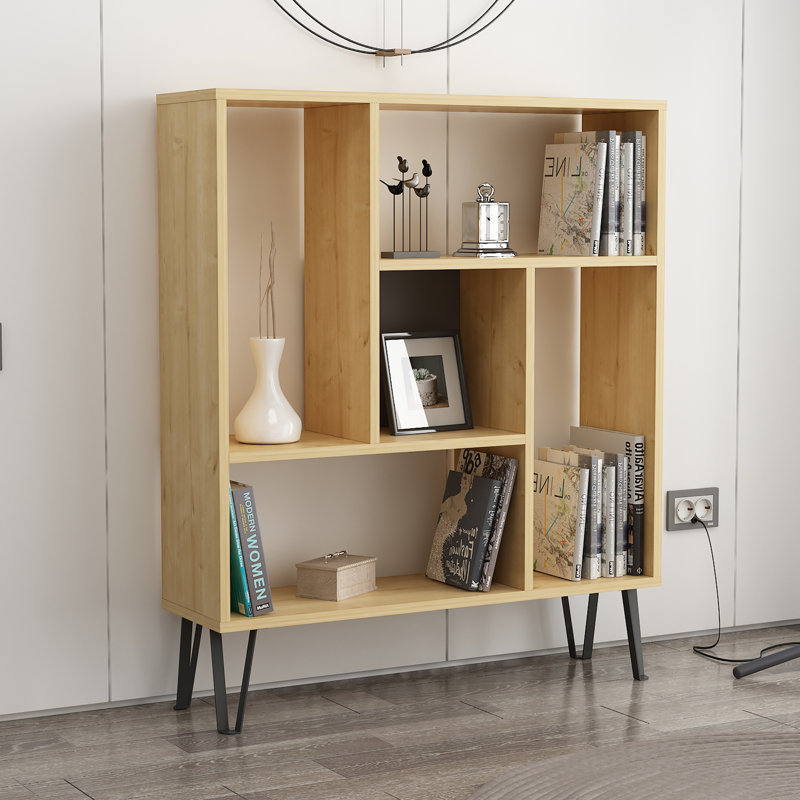 Arven 107cm H x 90cm W Standard Bookcase, Oak/Anthracite