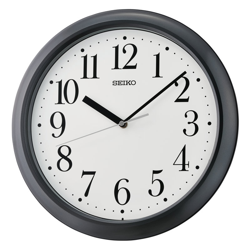 QXA787KLH Wall Clock, Metallic Black, Gray