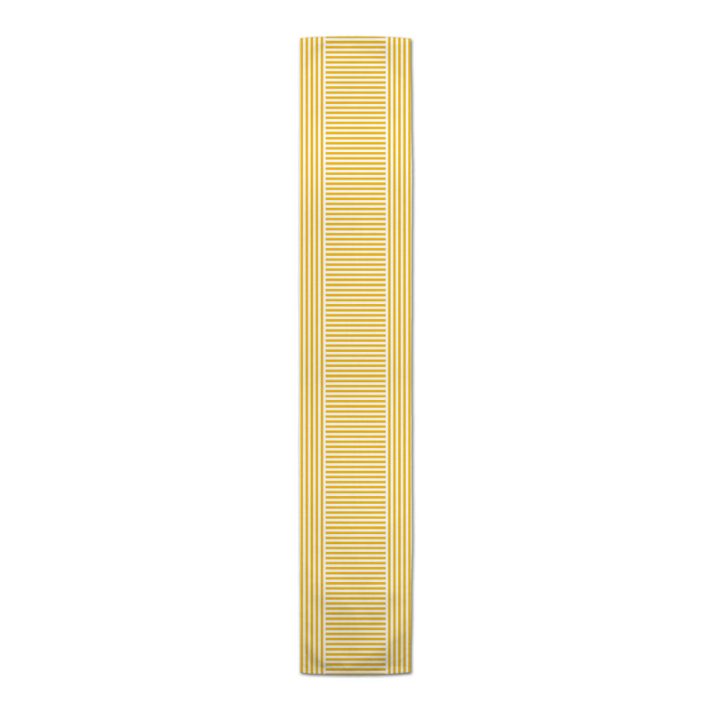Chambre Rectangle Striped Polyester Table Runner, 72" x 16", Yellow