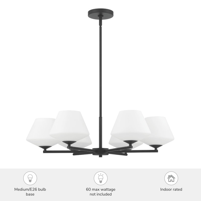 Plafonnier lustre 6 lumières Hunter Celestial Valley, Noir mat