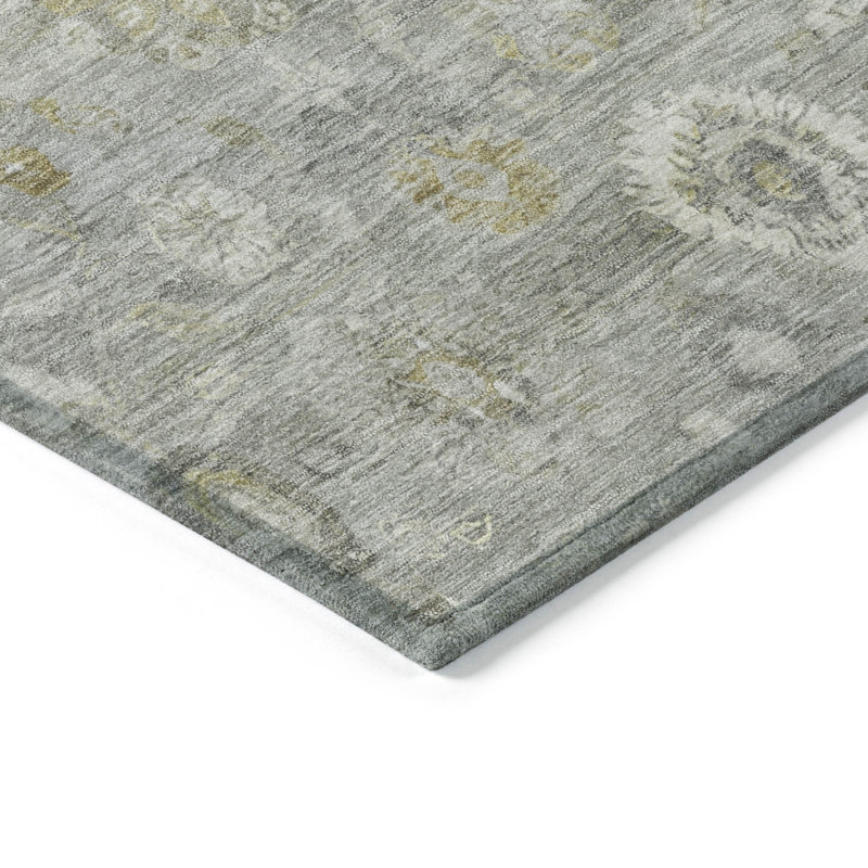 Machine Washable Indoor/Outdoor Xhevrie Gray Rug, Runner 2'3" x 7'6"