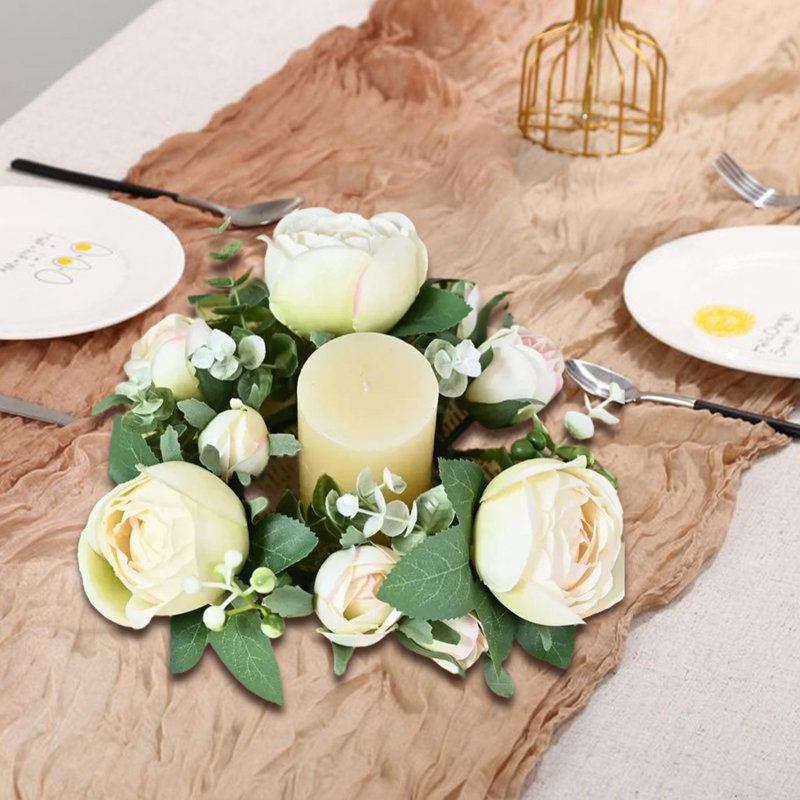 Couronne de 4 petites bougies roses, Beige
