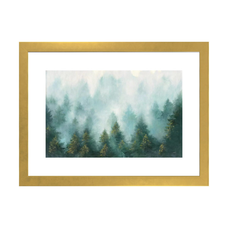 "Misty Forest" par Julia Purvis, reproduction d’art, H 16 po x l 24 po x P 1 po, Papier encadré doré, Blanc